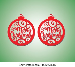 Merry christmas earring templante. Laser cutting punch vector. 