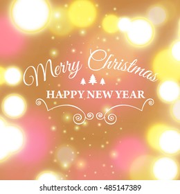 Merry Christmas e-card template. Vector illustration.