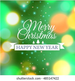 Merry Christmas e-card template. Vector illustration.