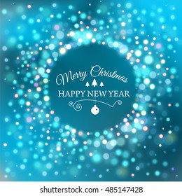 Merry Christmas e-card template. Vector illustration.