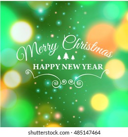 Merry Christmas e-card template. Vector illustration.