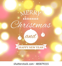 Merry Christmas e-card template. Vector illustration.
