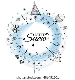 Merry Christmas e-card template. Vector illustration.