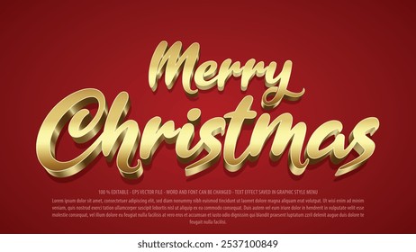 Merry christmas editable 3d text effect template use for logo and business brand