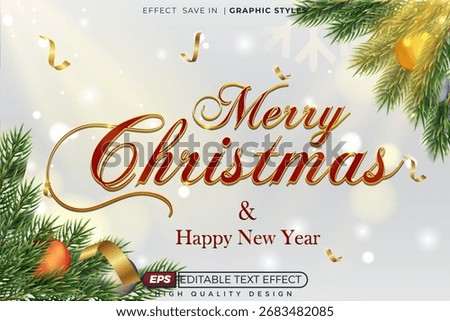 merry christmas editable 3d text effect for template design