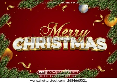 Merry christmas editable 3d text effect for template design