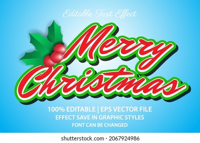 Merry Christmas Editable Text Effect 3d Style