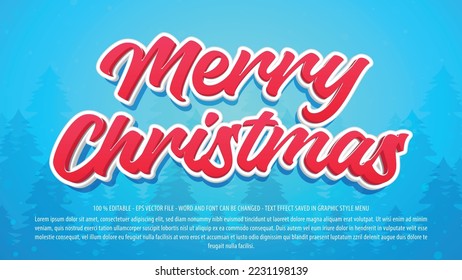 Merry christmas editable text effect template with 3d style use for logo and business brand