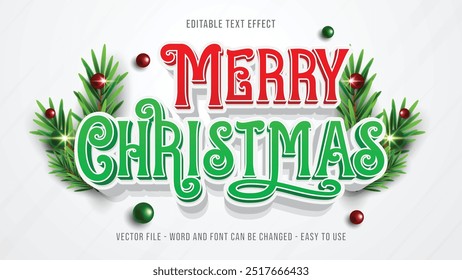 Merry christmas editable text effect