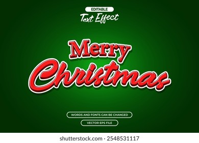 Merry Christmas editable text effect with green gradient background