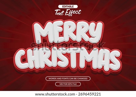 Merry christmas editable text effect with 3d text style and with comic background