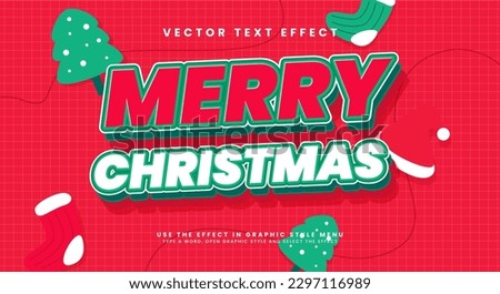 Merry christmas editable text style effect. Vector text effect.
