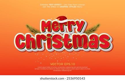 Efecto de texto de Vector editable de feliz Navidad