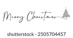 Merry Christmas elegant greeting brush calligraphy. Merry Christmas hand-drawn lettering calligraphy isolated on a white background.