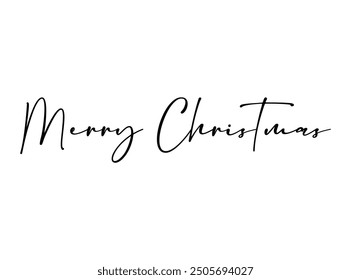 Merry Christmas elegant greeting brush calligraphy. Merry Christmas hand-drawn lettering calligraphy isolated on a white background.