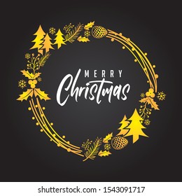 Merry Christmas Elegant Rustic Black Gold