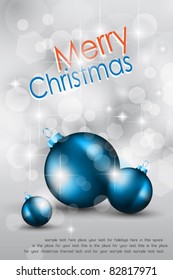 Merry Christmas Elegant Suggestive Background for Greetings Card with glitter lights and stunning baubles.