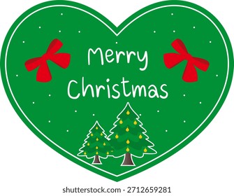 Fondo verde de la forma del corazón del elemento de las Navidades felices