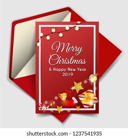 Merry Christmas with christmas element and Red Background