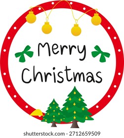 Fondo rojo de la forma redonda del elemento de las Navidades felices