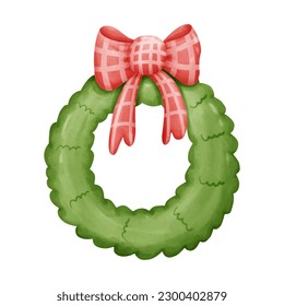 Merry Christmas element. Watercolor hand draw painting. Vector illustration.