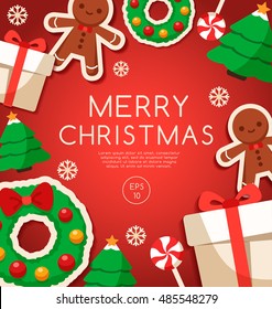 Merry Christmas Elements : Card Template : Vector Illustration