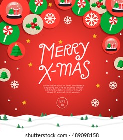Merry Christmas Elements : Card Template : Vector Illustration