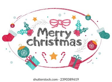 Merry Christmas elements. chilling effects. colorful .scrible.collection set