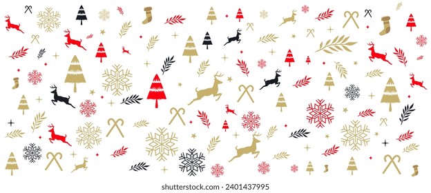 merry christmas elements in decorative background vector