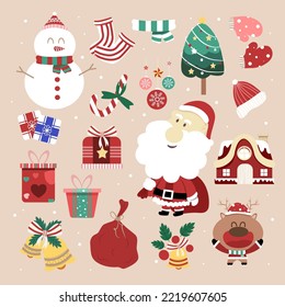 Merry Christmas elements in Christmas festival. Vector illustration.