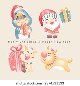 Merry Christmas elements in Christmas festival. Vector illustration.