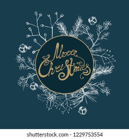merry Christmas, Christmas elements, hand drawing vector