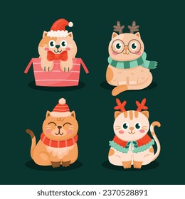 Merry Christmas elements. Happy Christmas background. December 25.  Cartoon Vector illustration. Christmas decorative elements for Poster, Banner, Greeting Card, Flyer, Invitation, Card, Cover.