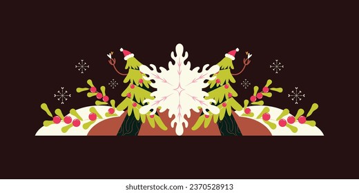 Merry Christmas elements. Happy Christmas background. December 25.  Cartoon Vector illustration. Christmas decorative elements for Poster, Banner, Greeting Card, Flyer, Invitation, Card, Cover.