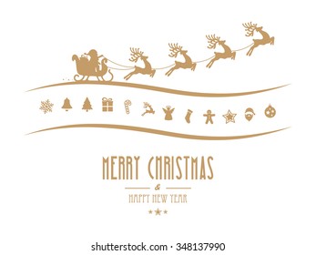 merry christmas elements santa sleigh isolated background