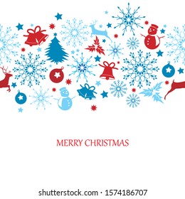 Merry Christmas elements seamless pattern border