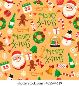 Merry Christmas Elements : Seamless Pattern : Vector Illustration