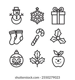 Merry christmas elements silhouette vector design in white background.