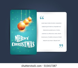 Merry Christmas Elements and Text Section with Happy New Year Greeting Card Design. Celebration Messages and Postcard, Flyer, Poster Template or Web Banner Illustration