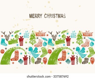 Merry Christmas elements. Vector art Christmas card