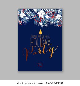 Merry Christmas elements and wreath for holiday invitation Merry Christmas and Happy New Year Card. Christmas Wreath.