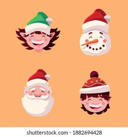 merry christmas elf snowman santa and boy kid design, winter season and decoration theme Vector illustration