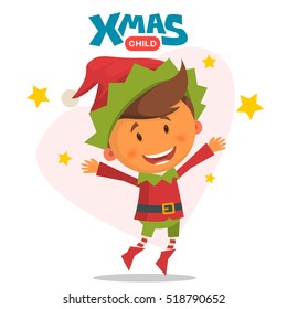 Merry Christmas elf. Vector illustration on the theme of Christmas