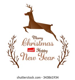 Merry Christmas elk postcard