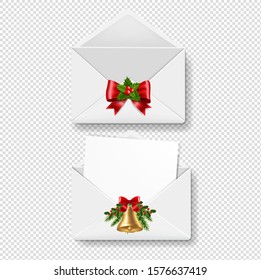 Merry Christmas Envelope Set Isolated transparent Background With Gradient Mesh, Vector Illustration