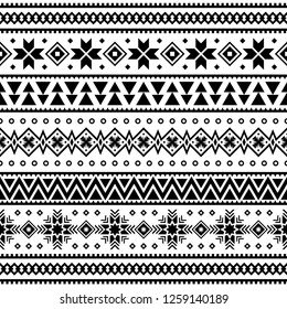 Ikat Ethnic Pattern Vector Black White Stock Vector (Royalty Free ...