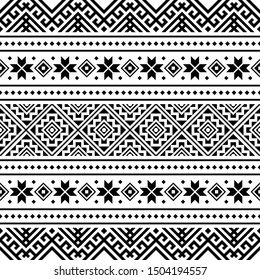 Merry Christmas ethnic Pattern. tribal xmas event design illustration vector. christmas design black white color.  