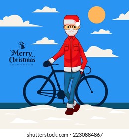 Merry Christmas Event Man Use Custom Like a Santa Fashion with Bicycle