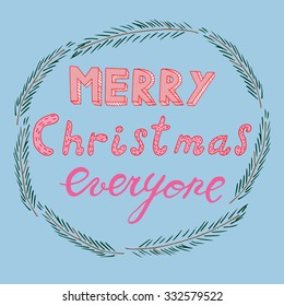 Merry Christmas everyone card, vector postcard, christmas card