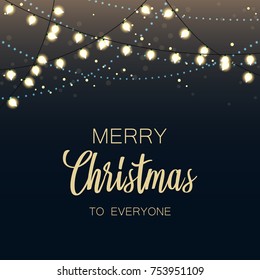 Merry Christmas To Everyone, Garlands, Vintage Background With Typography and Elements